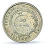 Costa Rica 50 centimos Regular Coinage "1923" KM-159 AU53 PCGS silver coin 1893