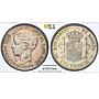 Spain 1 peseta Regular Coinage Child Alfonso KM-706 UNC PCGS silver coin 1900