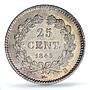 France 25 cents Regular Coinage Louis Philippe KM-755 MS63 PCGS silver coin 1845