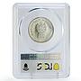Peru 100 intis Marshal Caceres Birth Politics KM-298 PR67 PCGS silver coin 1986