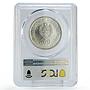 Peru 200 intis Marshal Caceres Birth Politics KM-299 MS65 PCGS silver coin 1986