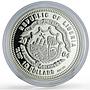 Liberia 10 dollars Wildlife Zealand Penguin Fauna w/o Crystal silver coin 2004