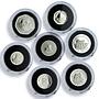 Jersey 1 pound 50 20 10 5 2 1 pence Set Landmarks Architecture silver coins 1983