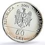 Moldova 50 lei Constantin Brancusi 125th Anniversary Art proof silver coin 2001