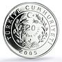 Turkiye 20 lira Mostar Bridge Rebuilding Architecture proof silver coin 2005