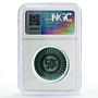 Keeling Cocos 50 cents Palm Tree Sea Beach KM-Tn12 Aqua Blue MS64 NGC coin 1968