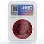 Keeling Cocos Is. 25 rupees Palm Tree Sea Beach KM-Tn17 Red MS65 NGC coin 1968