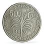 France Guadeloupe 50 centimes Colonial Coinage Arawak Man KM-40 CuNi coin 1903