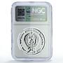 Bulgaria 25 leva Conservation Wildlife Bear Cubs Fauna PF68 NGC silver coin 1989