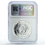 Belarus 20 roubles Narochansky Park Swan Bird Fauna PF69 NGC silver coin 2003