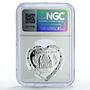 Tanzania 1000 shillings Precious Love Peacock Bird PF69 NGC silver coin 2014