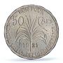 France Guadeloupe 50 centimes Colonial Coinage Arawak Man MS63 PCGS Ni coin 1921