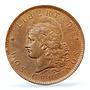 Argentina 2 centavos Republic Coinage Libertad KM-33 MS62 PCGS bronze coin 1892