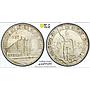 Belgium 50 francs Brussels Expo Railways KM-106.1 MS64 PCGS silver coin 1935