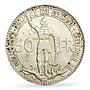 Belgium 50 francs Brussels Expo Railways KM-106.1 MS64 PCGS silver coin 1935