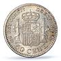 Spain 50 centimos King Alfonso XIII Coinage Mark SMV MS62 PCGS silver coin 1904