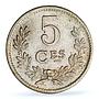 Luxembourg 5 centimes Duchess Charlotte Coinage MS64 PCGS CuNi coin 1924