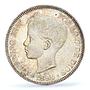 Spain 5 pesetas King Alfonso XIII Child Portrait MS63 PCGS silver coin 1898