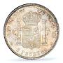 Spain 5 pesetas King Alfonso XIII Child Portrait MS63 PCGS silver coin 1898