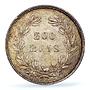 Portugal 200 reis Queen Maria II Coinage KM-474 MS63 PCGS silver coin 1843
