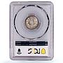 Portugal 100 reis Queen Maria II Coinage KM-473 MS64 PCGS silver coin 1843