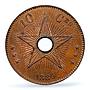Belgium Congo Free State 10 centimes Leopold II Star MS63 PCGS copper coin 1889