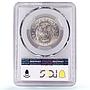 Ecuador 2 sucre Non Circulating Destroyed Mintage KM-82 MS67 PCGS CuNi coin 1973