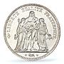 France 5 francs Liberty Equality Fraternity Hercules MS61 PCGS silver coin 1876