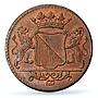 Netherlands Utrecht 1 duit Two Lions Arms KM-91 MS64 PCGS copper coin 1740