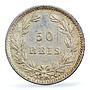 Portugal 50 reis King Luiz Luis I Coinage KM-506.1 MS62 PCGS silver coin 1889
