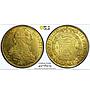 Chile 8 escudos King Carlos IV Coinage Mark AJ KM-54 AU58 PCGS gold coin 1801