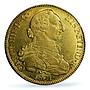 Chile 8 escudos King Carlos IV Coinage Mark AJ KM-54 AU58 PCGS gold coin 1801
