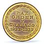 Peru General Oscar Benavides Politics Gilt SP63 PCGS copper medal 1939
