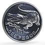 Colombia 500 pesos Conservation Wildlife Crocodile Fauna silver coin 1978