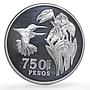 Colombia 750 pesos Conservation Hummingbird Fauna proof silver coin 1978