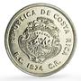 Costa Rica 100 colones Conservation Wildlife Manatee Fauna silver coin 1974