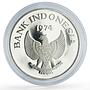 Indonesia 2000 rupiah Conservation Javan Tiger Fauna proof silver coin 1974