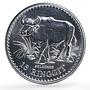 Malaysia 15 ringgit Conservation Wildlife Gaur Bull Fauna silver coin 1976