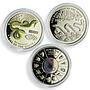 Vietnam 10000 dong x 3 Set Lunar Calendar Snake Year proof silver coins 2001