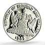Trinidad Tobago 50 cents Independence Anniversary Drummer proof silver coin 1982