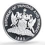 Trinidad Tobago 50 cents Independence Anniversary Drummer proof silver coin 1982