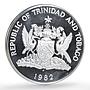 Trinidad Tobago 5 dollars Independence Anniversary Ibis Bird PR silver coin 1982