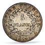 France 5 francs Emperor Napoleon I Coinage KM-694.1 XF45 PCGS silver coin 1814 A