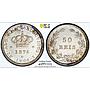 Portugal 50 reis King Luiz Luis I Coinage KM-506 MS65 PCGS silver coin 1874