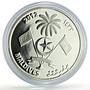 Maldives 20 rufiyaa Football World Cup in Brazil Stadium proof silver coin 2012