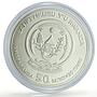 Rwanda 50 francs African Ounce Impala Deer Wildlife Fauna Matte silver coin 2014