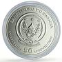 Rwanda 50 francs African Ounce Zebra Wildlife Fauna Matte silver coin 2011