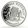 Somalia 100 shillings African Wildlife Elephant Fauna proof silver coin 2009