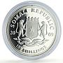 Somalia 100 shillings African Wildlife Elephant Fauna proof silver coin 2009