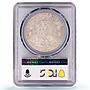 Mexico 2 pesos Independence Centennial Libertad AU53 PCGS silver coin 1921